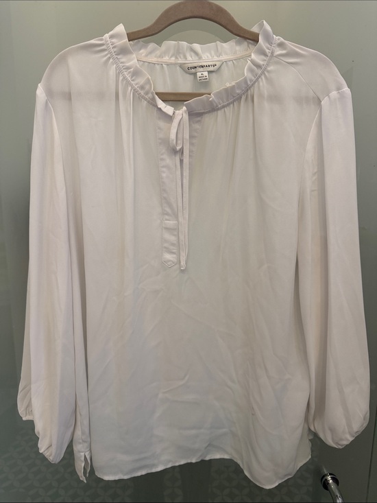 Counterparts Tops - Counterparts Cream Long-Sleeve Ruffle Tie Neck Blouse